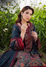 ASIM JOFA-3PC DHANAK EMBROIDERED SHIRT WITH DHANAK EMBROIDERED SHAWL AND TROUSER -BIC-4191 - Image 3