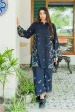 URGE-2PC DHANAK EMBROIDERED SHIRT WITH DHANAK EMBROIDRED TROUSER-BIC-136