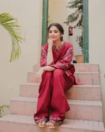 URGE-2PC DHANAK EMBROIDERED SHIRT AND EMBROIDRED TROUSER-BIC-126 - Image 3