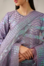 Baroque Organza 3PC Sequin Embroidered Suit with Silk Trouser & Dupatta – BIC 4266 - Image 4