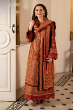 ASIM JOFA-3PC KARANDI SEQUIN EMBROIDERED SHIRT WITH KARANDI EMBROIDERED SHAWL AND TROUSER -BIC-4330 - Image 2
