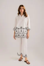 HANA-2PC DHANAK EMBROIDERED SHIRT WITH DHANAK EMBROIDERED TROUSER-BIC-3303