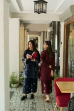 URGE-2PC DHANAK EMBROIDERED SHIRT WITH DHANAK EMBROIDRED TROUSER-BIC-136 - Image 6