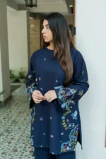 URGE-2PC DHANAK EMBROIDERED SHIRT WITH DHANAK EMBROIDRED TROUSER-BIC-136 - Image 3