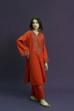 URGE-2PC DHANAK EMBROIDERED SHIRT WITH DHANAK EMBROIDERED TROUSER-BIC-3126 - Image 5