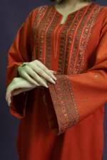 URGE-2PC DHANAK EMBROIDERED SHIRT WITH DHANAK EMBROIDERED TROUSER-BIC-3126 - Image 2
