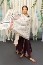 URGE-3PC DHANAK EMBROIDERY SHIRT WITH COUTURE PRINT SHAWL DUPATTA-BIC-3202 - Image 3