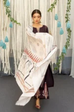 URGE-3PC DHANAK EMBROIDERY SHIRT WITH COUTURE PRINT SHAWL DUPATTA-BIC-3202 - Image 5