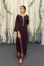 URGE-3PC DHANAK EMBROIDERY SHIRT WITH COUTURE PRINT SHAWL DUPATTA-BIC-3202 - Image 2