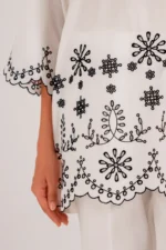 HANA-2PC DHANAK EMBROIDERED SHIRT WITH DHANAK EMBROIDERED TROUSER-BIC-3303 - Image 6