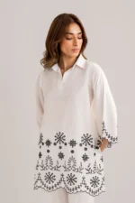 HANA-2PC DHANAK EMBROIDERED SHIRT WITH DHANAK EMBROIDERED TROUSER-BIC-3303 - Image 3