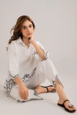 HANA-2PC DHANAK EMBROIDERED SHIRT WITH DHANAK EMBROIDERED TROUSER-BIC-3303 - Image 2