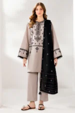 Jazmin 3PC Dhanak Embroidered Suit with Chiffon Embroidered Dupatta & Trouser – BIC 4192 - Image 2