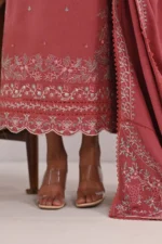 BATIK-3PC DHANAK EMBROIDERED SHIRT WITH DHANAK EMBROIDERED SHAWL AND TROUSER-BIC-4321 - Image 3