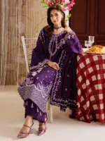 MAHNUR-3PC DHANAK EMBROIDERED SHIRT WITH DHANAK EMBROIDERED SHAWL & TROUSER-BIC-4328 - Image 3