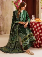 MAHNUR-3PC DHANAK EMBROIDERED SHIRT WITH COURTRAI PRINTED SHAWL & TROUSER-BIC-4327 - Image 2