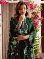 MAHNUR-3PC DHANAK EMBROIDERED SHIRT WITH COURTRAI PRINTED SHAWL & TROUSER-BIC-4327 - Image 3