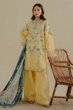 Zara Shahjahan Winter Collection 2025 – Dhanak Embroidered 3PC Suit (Code: 4166)