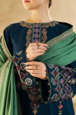 ZARA SHAH JAHAN- 3PC DHANAK EMBROIDERED SHIRT WITH DHANAK EMBROIDERED SHAWL AND EMB TROUSER-BIC-4211 - Image 2