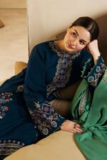 ZARA SHAH JAHAN- 3PC DHANAK EMBROIDERED SHIRT WITH DHANAK EMBROIDERED SHAWL AND EMB TROUSER-BIC-4211 - Image 4