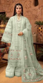 Adan Libas Cotton Lawn 3PC – Chicken Kari Embroidered Shirt with Organza Dupatta